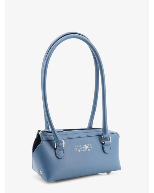 MM6 by Maison Margiela Blue Mini Bauletto Leather Shoulder Bag