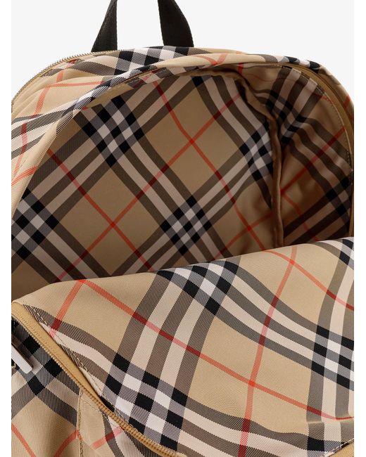 Burberry Natural Essential Backpack With Check Pattern for men