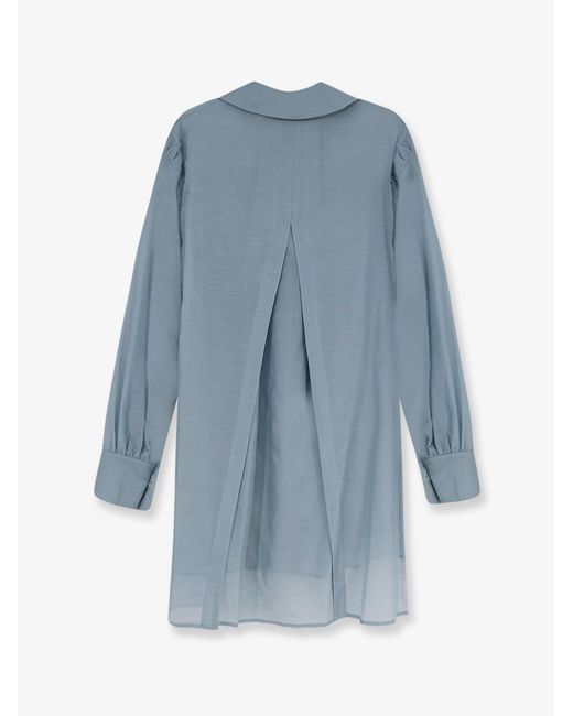 Semicouture Blue Cotton And Silk Shirt