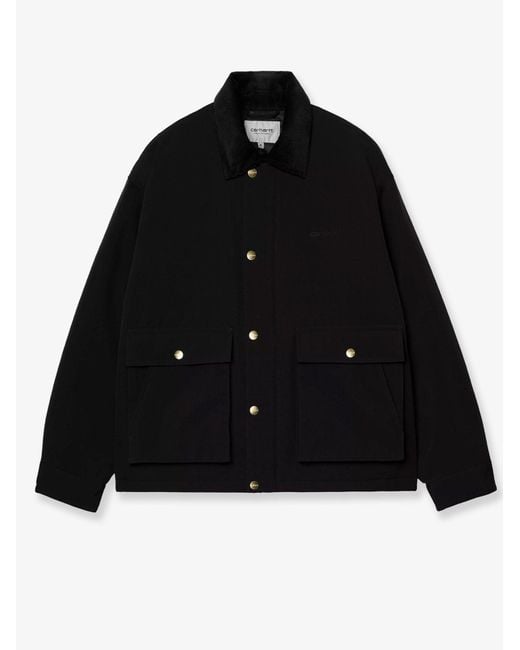 Carhartt Black Quentin Nylon Jacket With Embroidered Logo On The Front for men