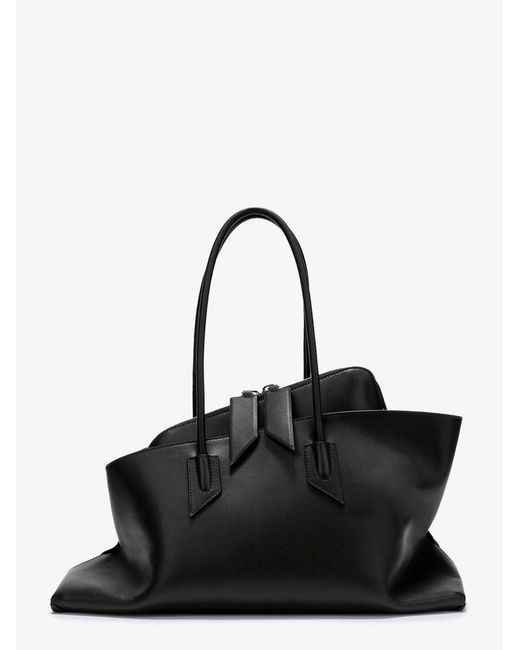 The Attico Black La Passeggiata Medium Leather Shoulder Bag