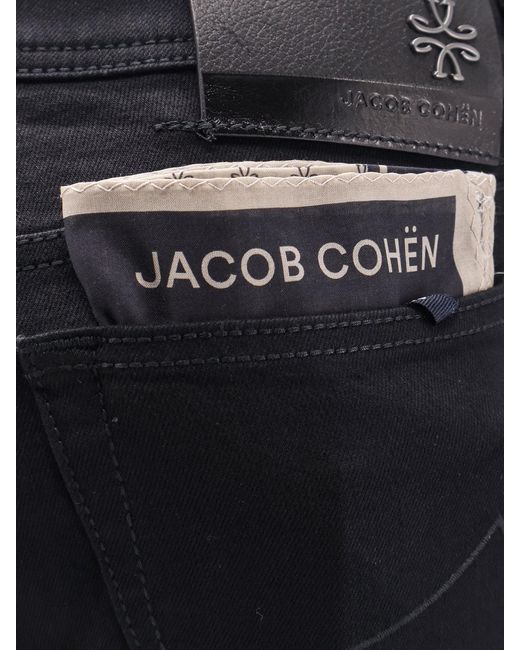 Jacob Cohen Blue Cotton Blend Trousers With Leather Logo Tag for men