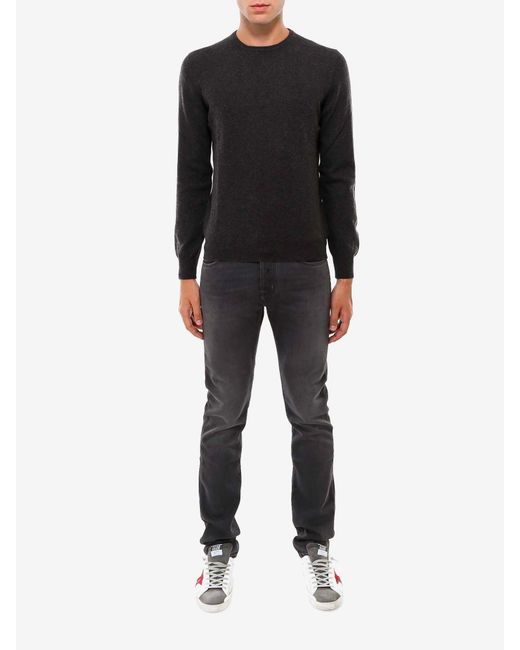 NUGNES 1920 Black Cashmere Basic Sweater for men