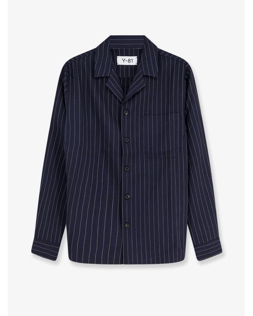 Y-81 Blue Virgin Wool Shirt With Pinstripe Pattern for men