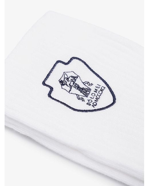 Brunello Cucinelli White Cotton Blend Socks for men