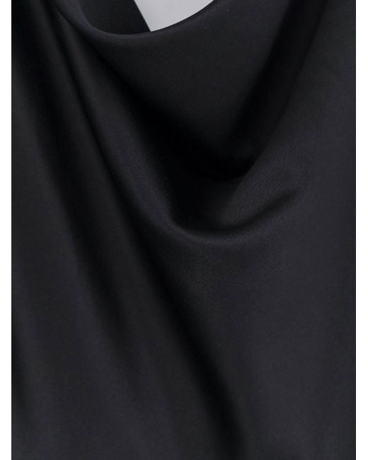 ACTUALEE Black Satin Long Dress