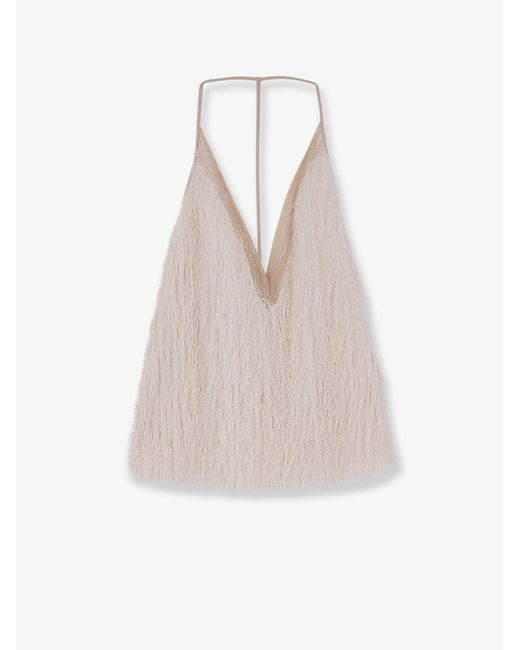 Alysi White Fringed Top