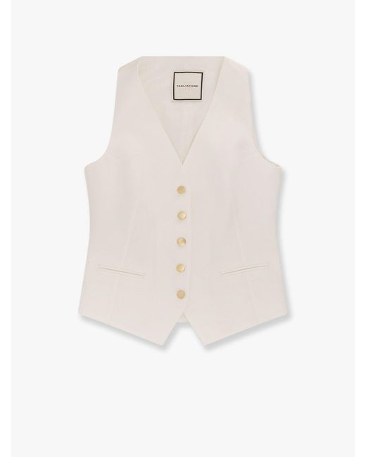 Tagliatore White Giselle Linen Vest