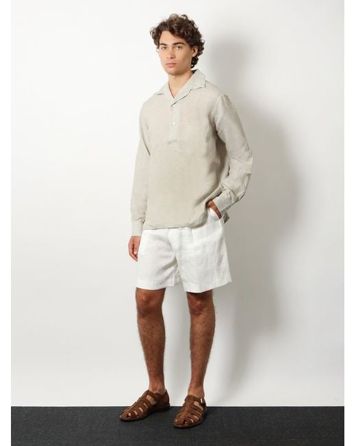 Lardini Gray Pailan Linen Shirt for men