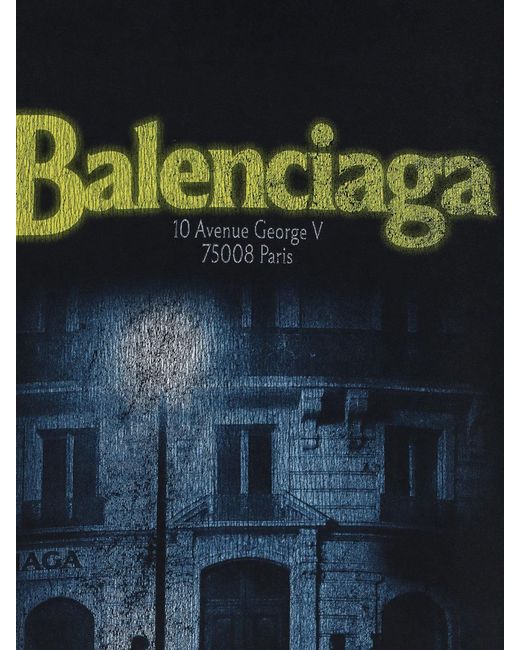 Balenciaga Black Cotton T-Shirt With Front Logo Print