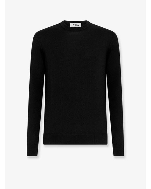 Alpha Studio Black Wool Sweater for men