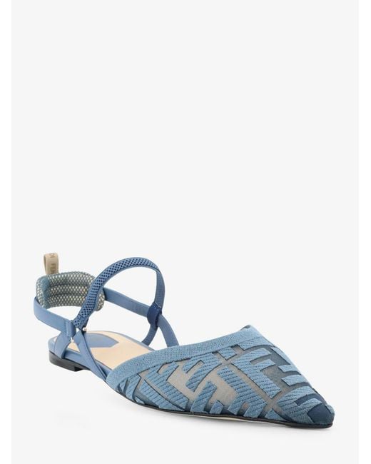 Fendi White Colibrã¬ Lite Flat Mesh Slingback With Ff Embroidery