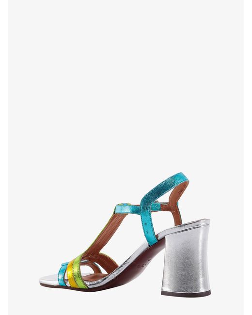Chie Mihara White Squared Toe Wide Heel Leather Sandals