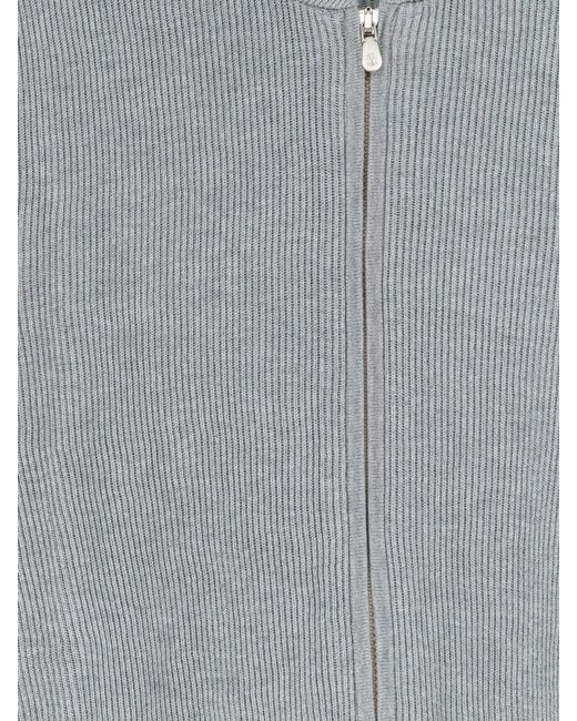 Brunello Cucinelli Gray Ribbed Cotton Cardigan for men