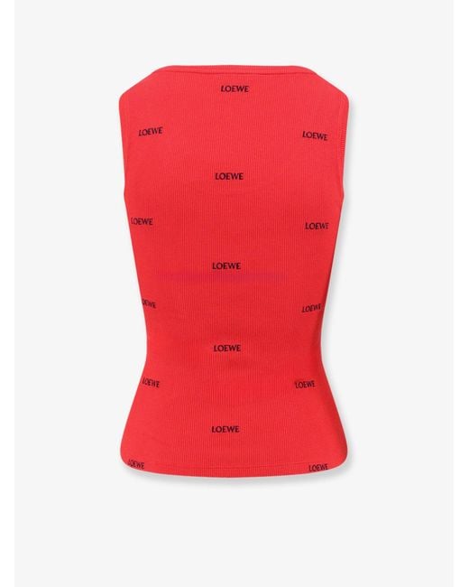 Loewe Cotton Tank Top With All-Over Embroidered Logo Lettering