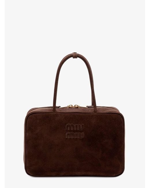 Miu Miu Brown Beau Suede Handbag