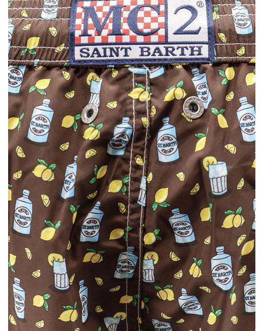 Mc2 Saint Barth White Swim Shorts Micro Pattern for men