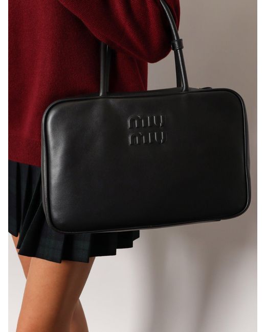 Miu Miu Black Arcadie Softy Leather Handbag