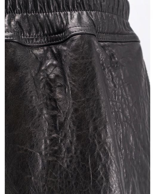 Rick Owens Black Leather Shorts for men