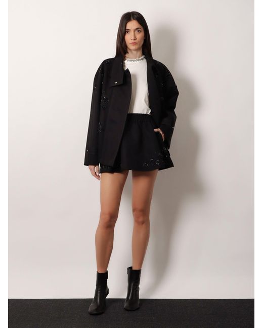 Golden Goose Deluxe Brand Black Denim Jacket With Floral Details