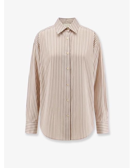 Alysi Natural Oversize Striped Lyocell And Silk Shirt