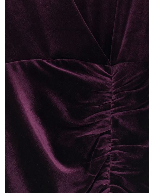 ACTUALEE Blue Velvet Dress With Drapery