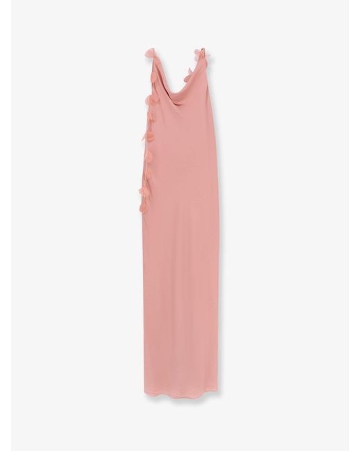 Cult Gaia Pink Nymeria Silk Dress With Organza Flower Detail