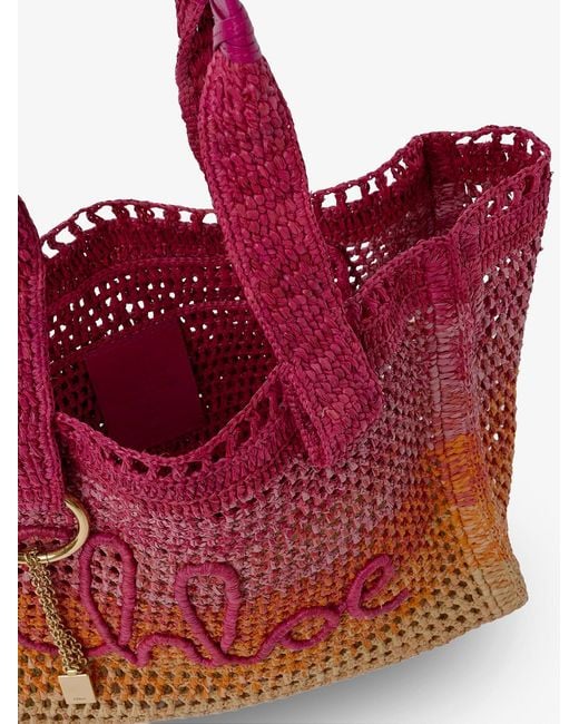 Chloé East-West Summer Banana Multicolored Raffia Shoulder Bag