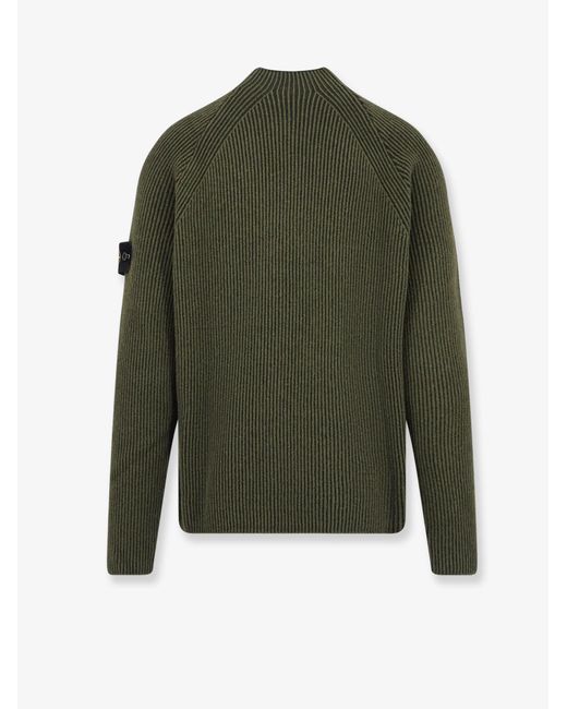 Stone Island Green Virgin Wool And Cotton Sweater for men