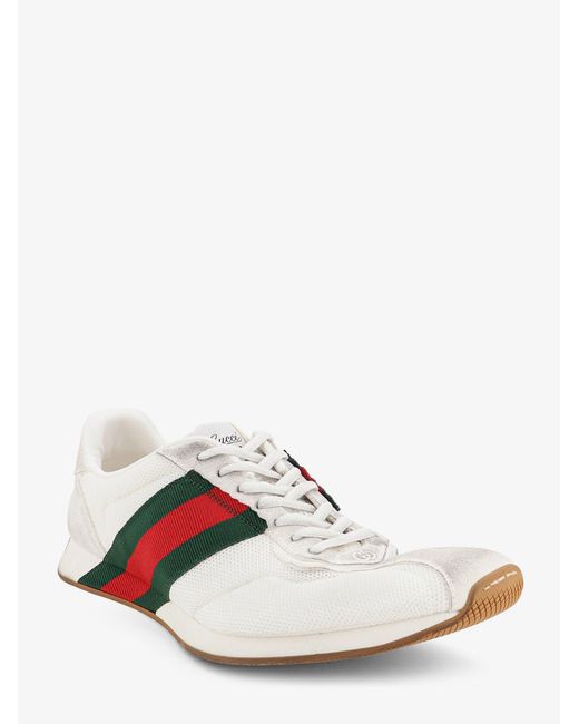 Gucci White Tempo Mesh And Suede Sneakers With A Vintage Effect for men