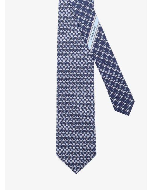 Ferragamo Blue Clarissa Silk Tie for men