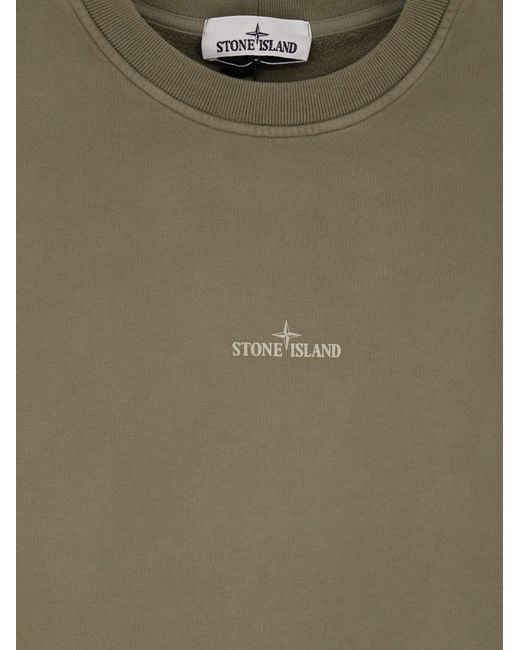 Stone Island Green Organic Cotton Sweatshirt With Logo Print for men