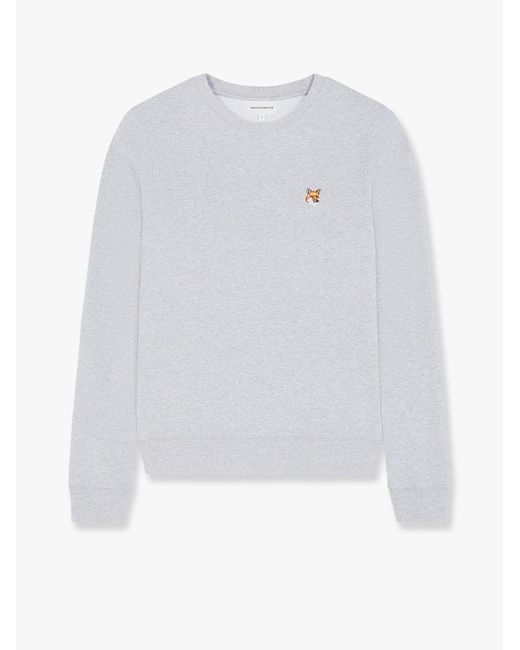 Maison Kitsuné White Cotton Sweatshirt With Iconic Embroidered Logo On The Front