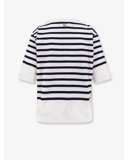 Semicouture Blue Striped Cotton Sweater