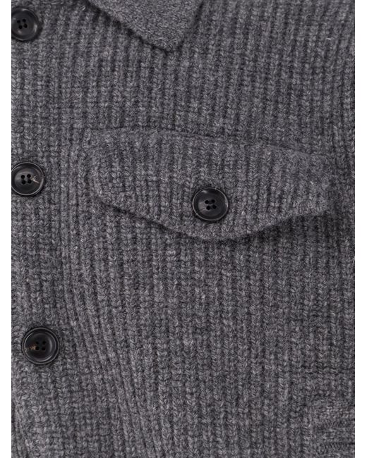 TONYWACK Blue Ribbed Wool And Cotton Cardigan for men