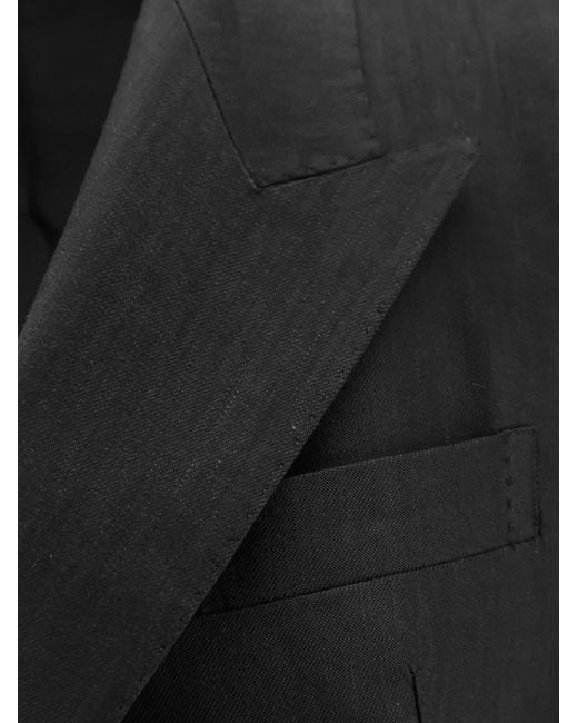 Tagliatore Black Parigi Linen And Viscose Suit