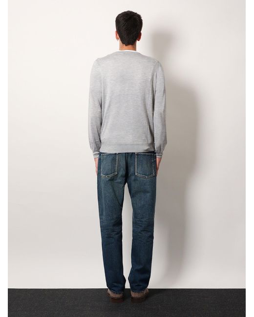 Brunello Cucinelli Gray Cashmere And Silk Sweater for men