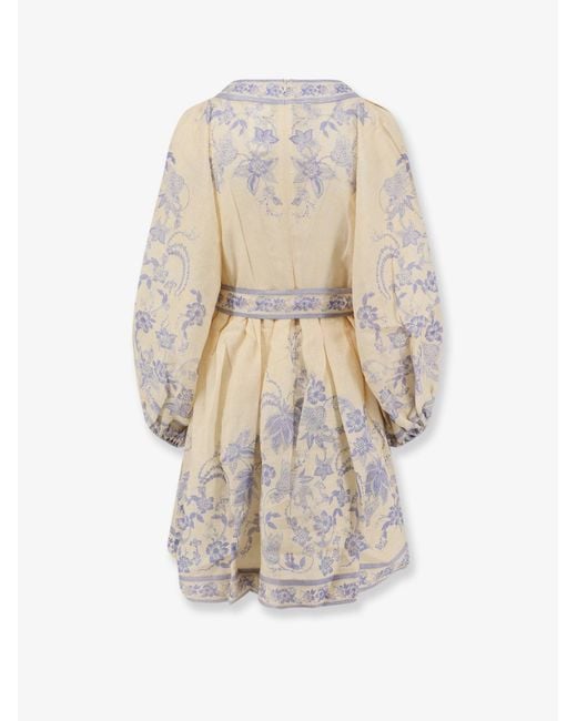 Zimmermann White Indra Printed Linen Dress