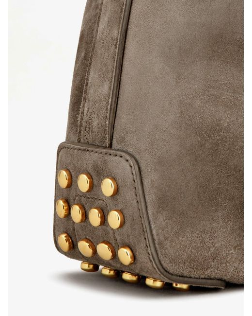 Tod's Gray Mini Bag Metal Dots Suede Crossbody Bag
