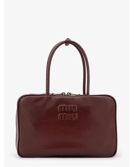 Miu Miu Purple Beau Leather Handbag