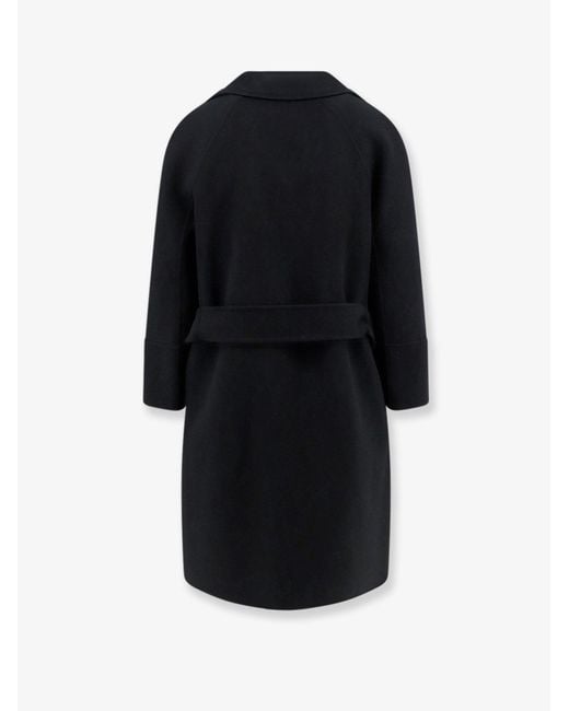 Max Mara Black Arona Virgin Wool Coat