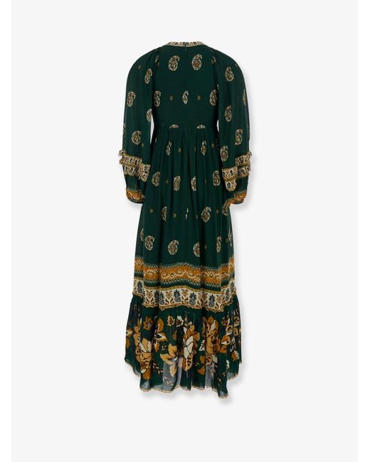 Farm Rio Green Ayla Maxi Dress With Beaded Trim