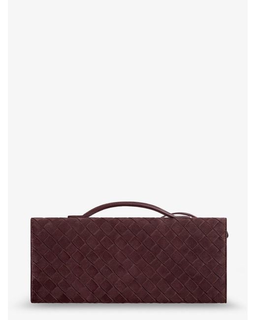 Bottega Veneta Purple Andiamo Suede Clutch With Intrecciato Pattern