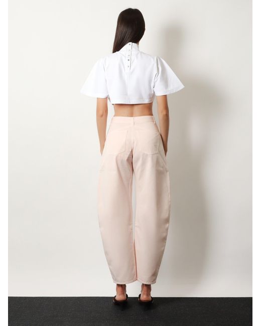 Alaïa Pink Barrel Fit Denim Trousers