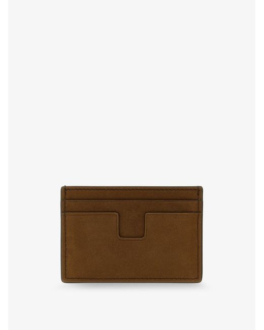 Tom Ford Brown Suede Card Holder for men