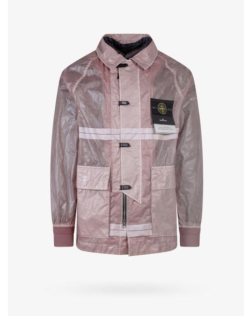Stone Island Pink Closure With Zip Printed Jackets