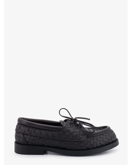Bottega Veneta White Pier Intrecciato Leather Boat Shoes for men
