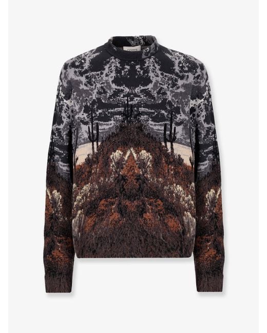 Laneus Black Cotton And Wool Sweatshirt for men