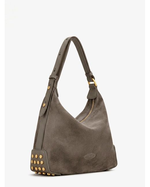 Tod's Gray Mini Bag Metal Dots Suede Crossbody Bag
