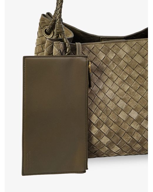 Bottega Veneta Green Parachute Large Suede Shoulder Bag